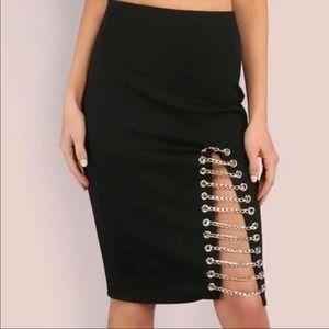 Gold chain pencil skirt